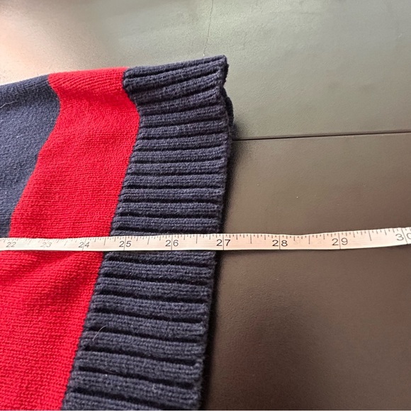 Lauren Ralph Lauren Men's Vintage Sweater Red Navy Striped Gold Crest Sz Medium - Picture 8 of 8